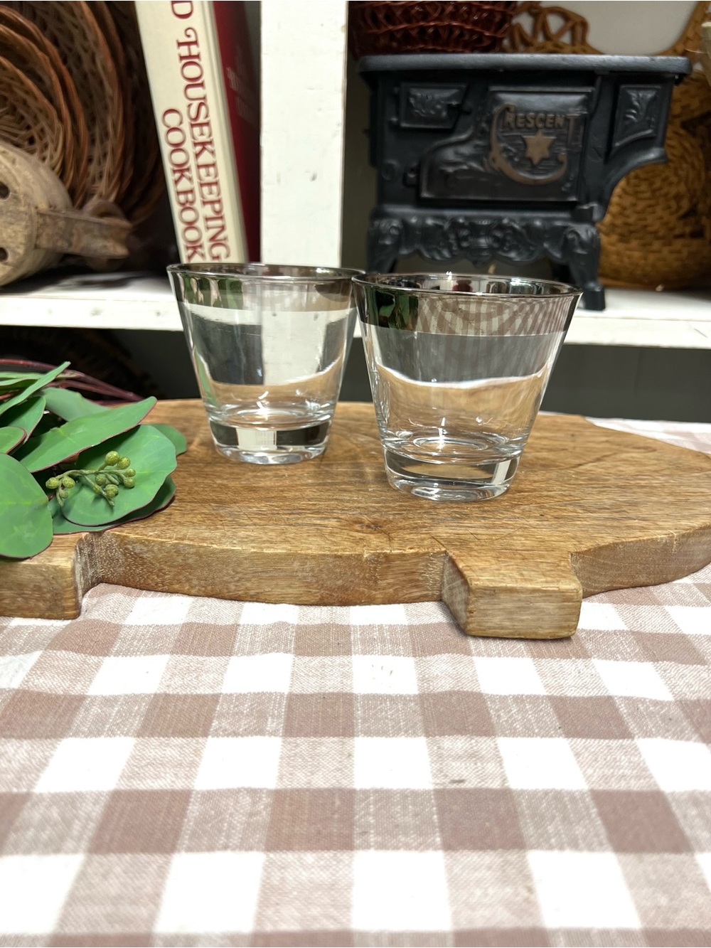 Vintage silver band drinking glasses low ball Dorthy Thorpe style retro bar ware